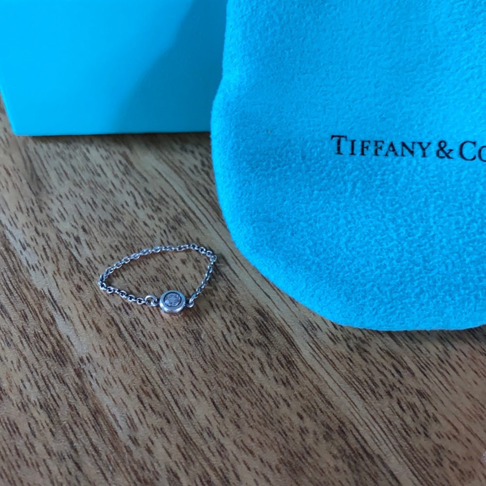 Tiffany & Co. Silver Ring with White Gem